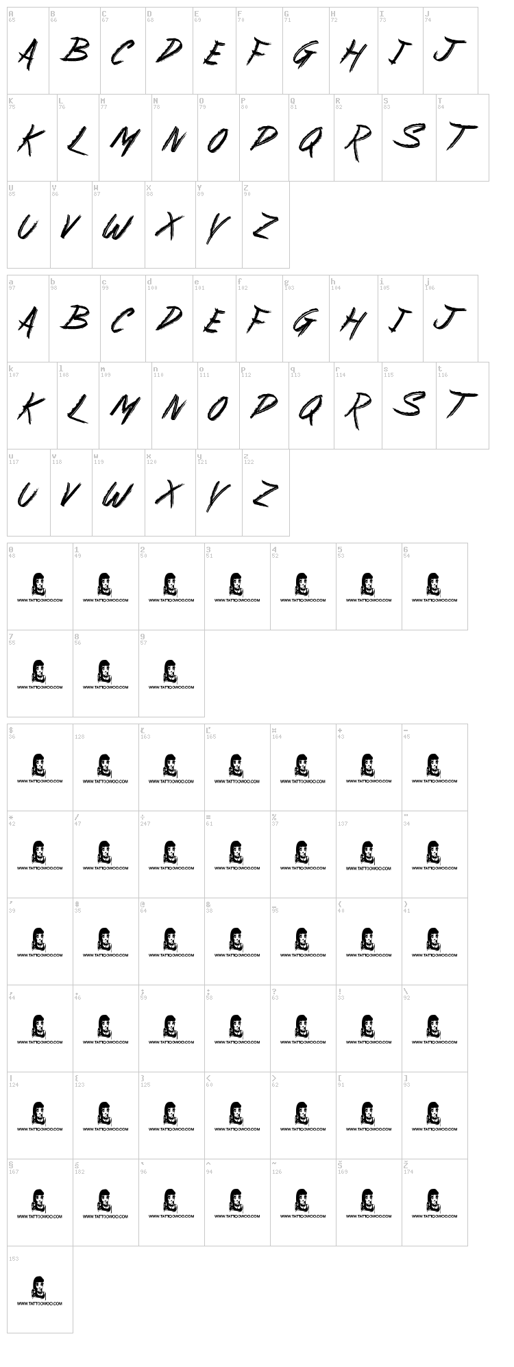 Suburban Legends font map